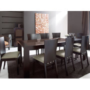 Table &agrave; rallonges / extensible BRANDON - ch&ecirc;ne malaisien et verre tremp&eacute; Marron - coloris weng&eacute; image pub1