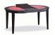 Table &agrave; rallonges / extensible ronde SARA - ch&ecirc;ne malaisien coloris wenge - plateau verre rouge image 2