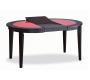 Table &agrave; rallonges / extensible ronde SARA - ch&ecirc;ne malaisien coloris wenge - plateau verre rouge image 2