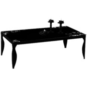 Table basse Baroca noire en acier laqu&eacute; et verre tremp&eacute; image pub1