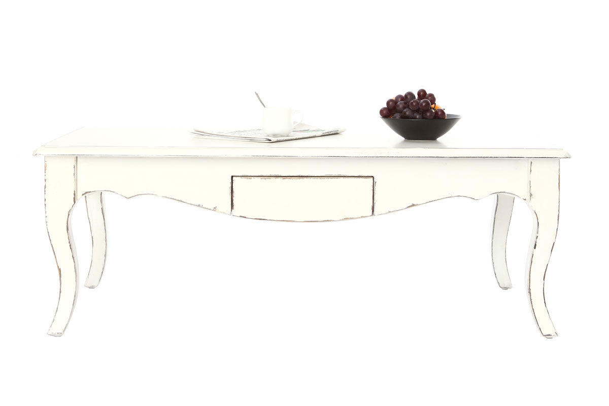 SOLDES Table basse baroque blanche ROSALA