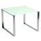 Table basse / bout de canap&eacute; moderne INOLA en inox et verre tremp&eacute; 