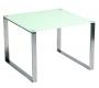 Table basse / bout de canap&eacute; moderne INOLA en inox et verre tremp&eacute; 