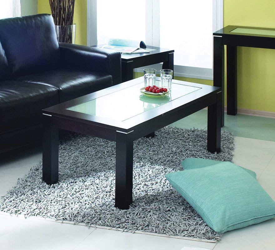 Table basse ch&ecirc;ne et verre tremp&eacute; d&eacute;poli JERRI image 1