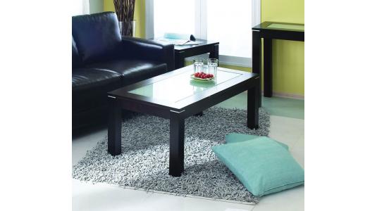 Table basse ch&ecirc;ne et verre tremp&eacute; d&eacute;poli JERRI image 1