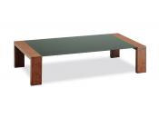 Table basse chocolat en ch&ecirc;ne et verre NEW CLARKSON