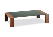 Table basse chocolat en ch&ecirc;ne et verre NEW CLARKSON