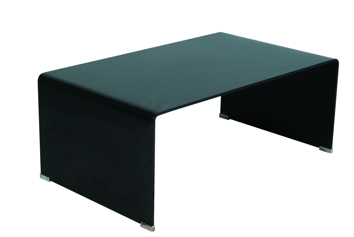 Table basse de salon rectangle ROXANE verre tremp&eacute;  noire