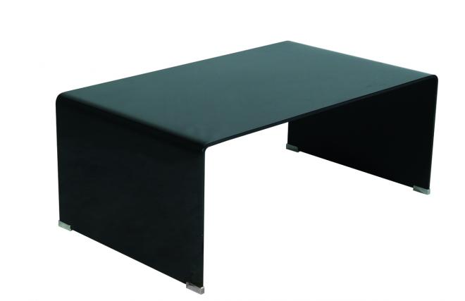 Table basse de salon rectangle ROXANE verre tremp&eacute;  noire