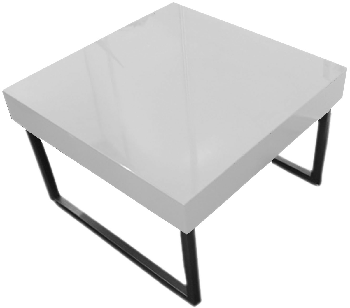 Table basse design blanche laqu&eacute;e carr&eacute;e Morgan