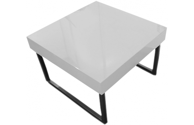 Table basse design blanche laqu&eacute;e carr&eacute;e Morgan
