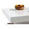 Table basse design laqu&eacute;e blanc et bois plateau ouvrant FUTURA