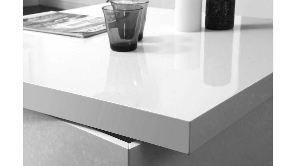 Table basse design laque blanc JANA