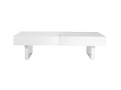 Table basse design laqu&eacute;e blanc plateaux ouvrants GISSY
