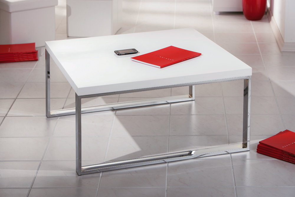 Table basse design laqu&eacute;e blanche ELLA