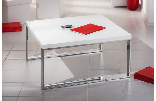 Table basse design laqu&eacute;e blanche ELLA