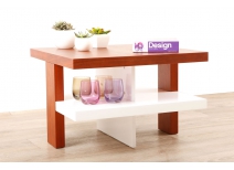 Table basse design laqu&eacute;e blanche et bois GLASGOW
