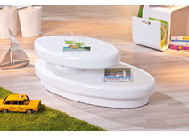 Table basse design laqu&eacute;e blanche GALET
