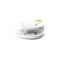 Table basse design laqu&eacute;e blanche plateaux pivotants GLOSSY