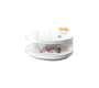 Table basse design laqu&eacute;e blanche plateaux pivotants GLOSSY