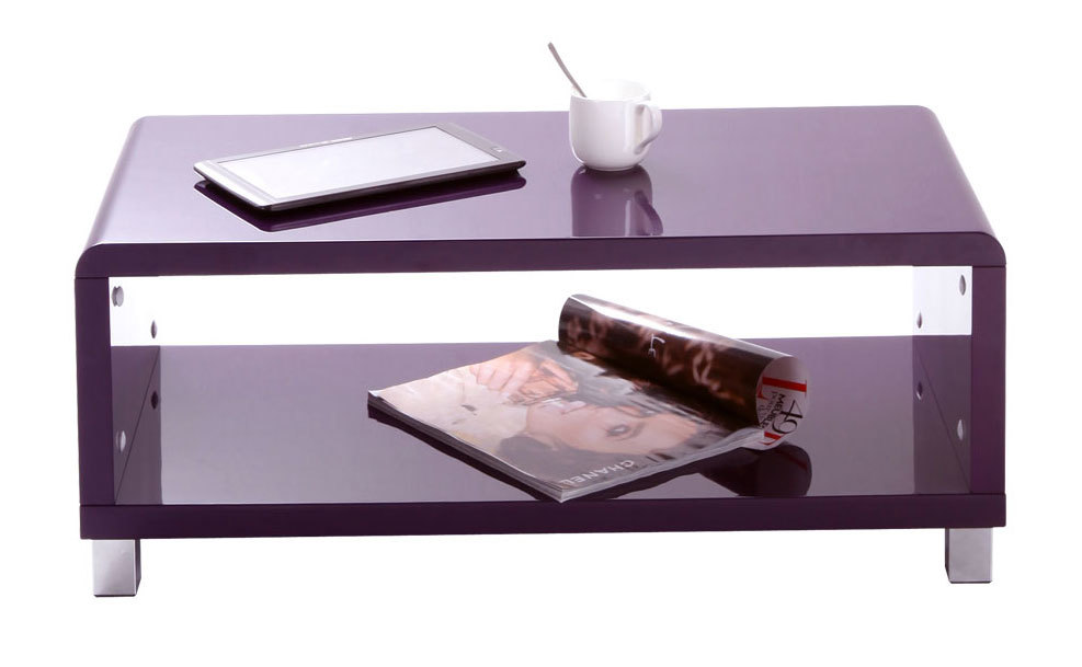 Table basse design violet laqu&eacute;