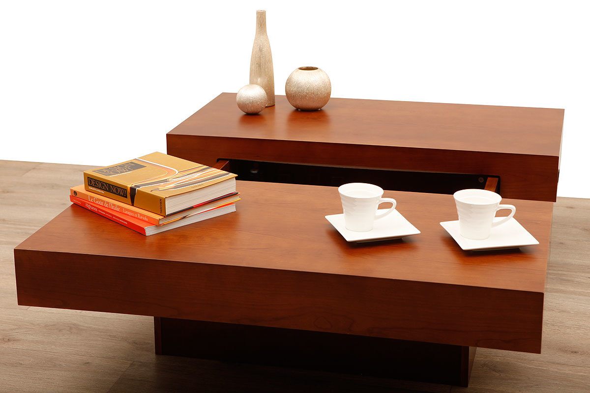 Table basse en bois avec plateaux ouvrants LAUREEN