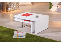 Table basse design plateaux pivotants laqu&eacute;e blanche LILA