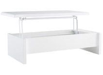 Table basse design r&eacute;glable blanche avec rangement LOLA