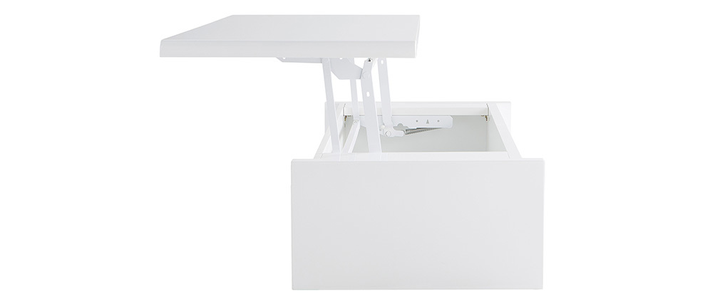 table basse design reglable blanche avec rangement