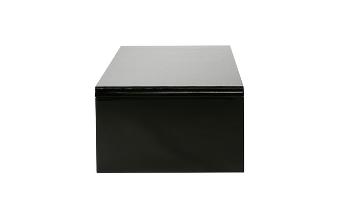 Table basse design r&eacute;glable noire avec rangement LOLA