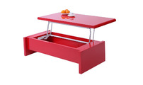 Table basse design relevable laqu&eacute;e rouge LOLA