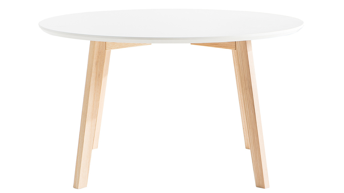 Table basse design ronde blanc mat D80 cm SARA