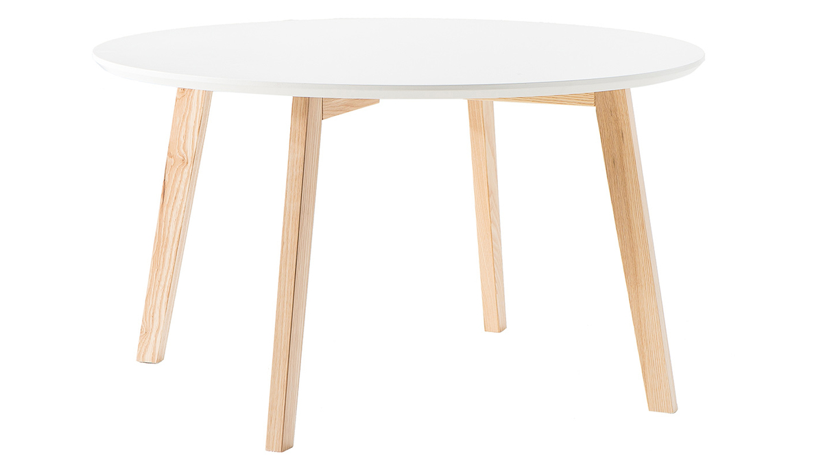 Table basse design ronde blanc mat D80 cm SARA