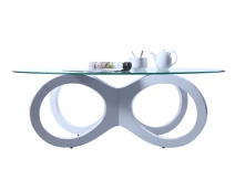 Table basse design verre blanche BUTTERFLY