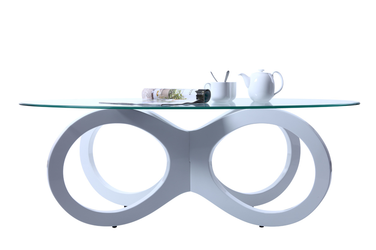 Table basse design verre blanche BUTTERFLY