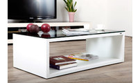 Table basse design verre blanche et noire SYMBIOSIS