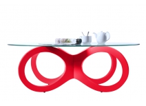 Table basse design verre rouge BUTTERFLY