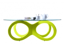 Table basse design verre vert anis BUTTERFLY