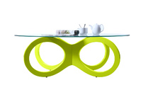 Table basse design verre vert anis BUTTERFLY