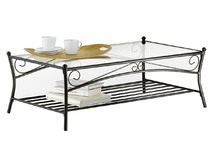 Table basse en verre et acier rectangulaire Florence