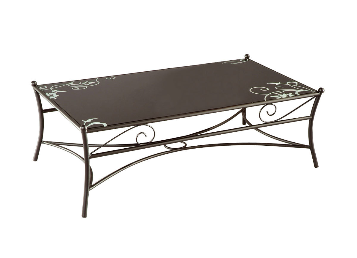 Table basse en verre noir et acier Florence