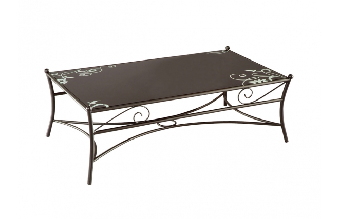 Table basse en verre noir et acier Florence