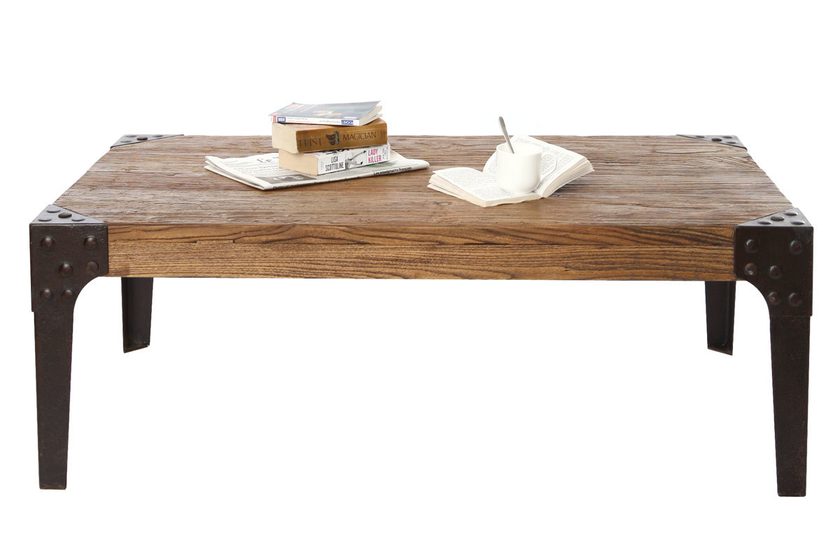 Table basse industrielle m&eacute;tal et bois MADISON