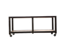Table basse / meuble TV bois massif et m&eacute;tal industriel ATELIER ROLL