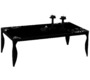 Table basse moderne noire en acier laqu&eacute; et verre tremp&eacute; Baroca
