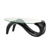 Table basse moderne noire MERYL plateau en verre tremp&eacute; image pub1