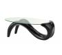 Table basse moderne noire plateau en verre tremp&eacute; MERYL