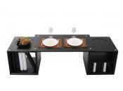 Table basse noire 2 &eacute;tag&egrave;res 