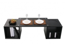 Table basse noire 2 &eacute;tag&egrave;res 