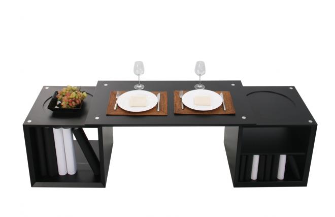 Table basse noire 2 &eacute;tag&egrave;res 
